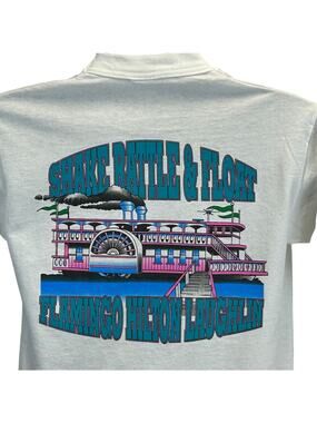 Vintage 90s Flamingo Hilton Laughlin T Shirt White Riverboat Casino USA M Medium